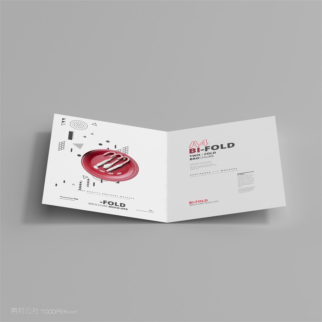 a4双折页小册子内页贴图样机