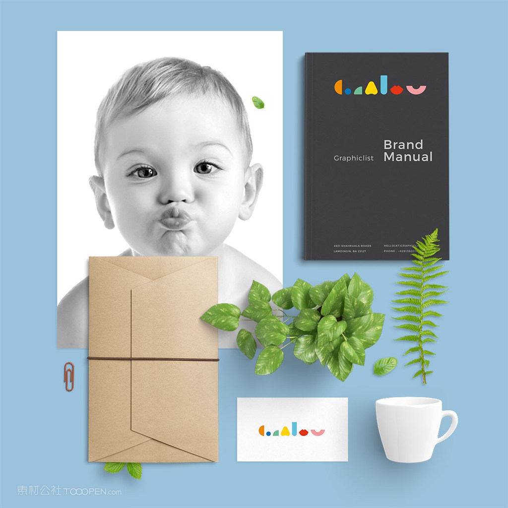 可爱清新婴幼儿品牌vi样机