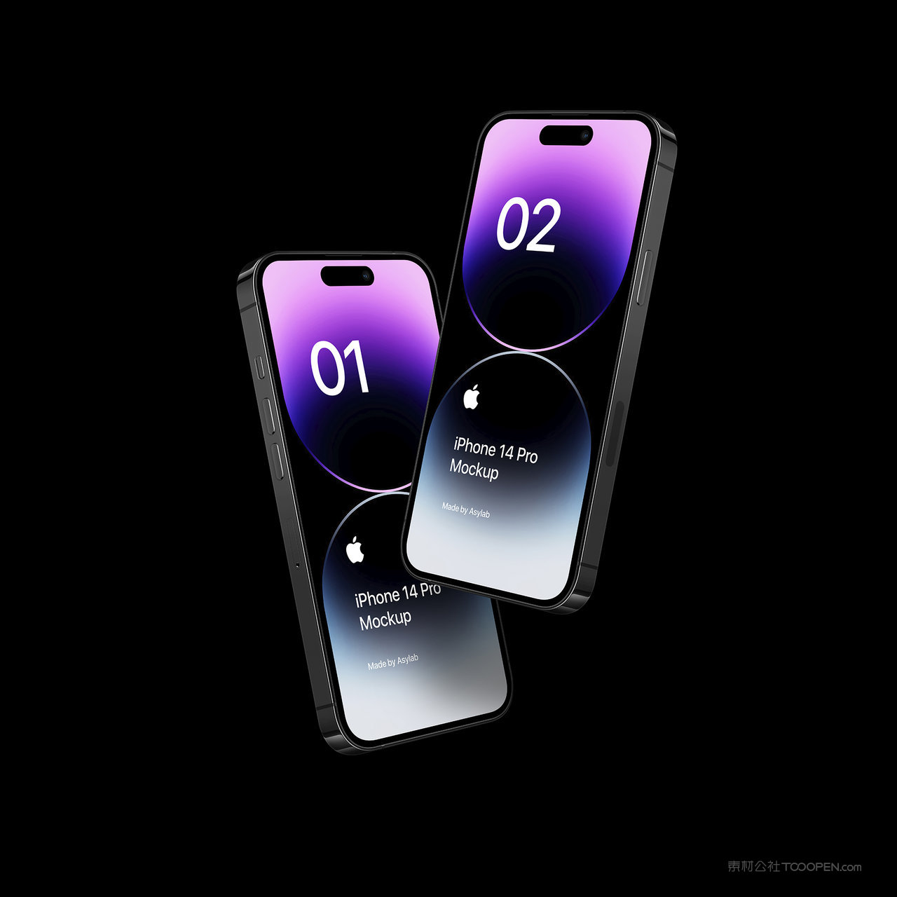 黑色背景悬浮的iPhone14Pro贴图样机