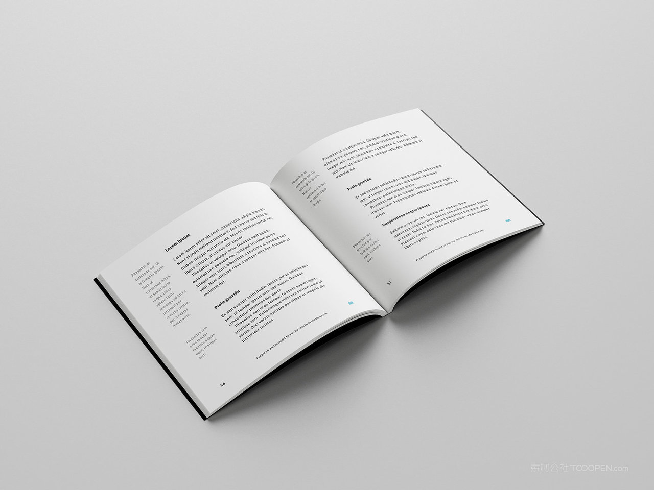 展开的画册内页样机方形画册