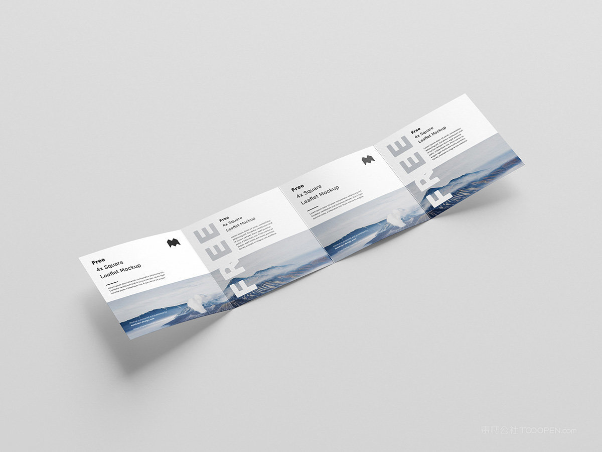 简约高档方形折页4折页样机贴图素材六