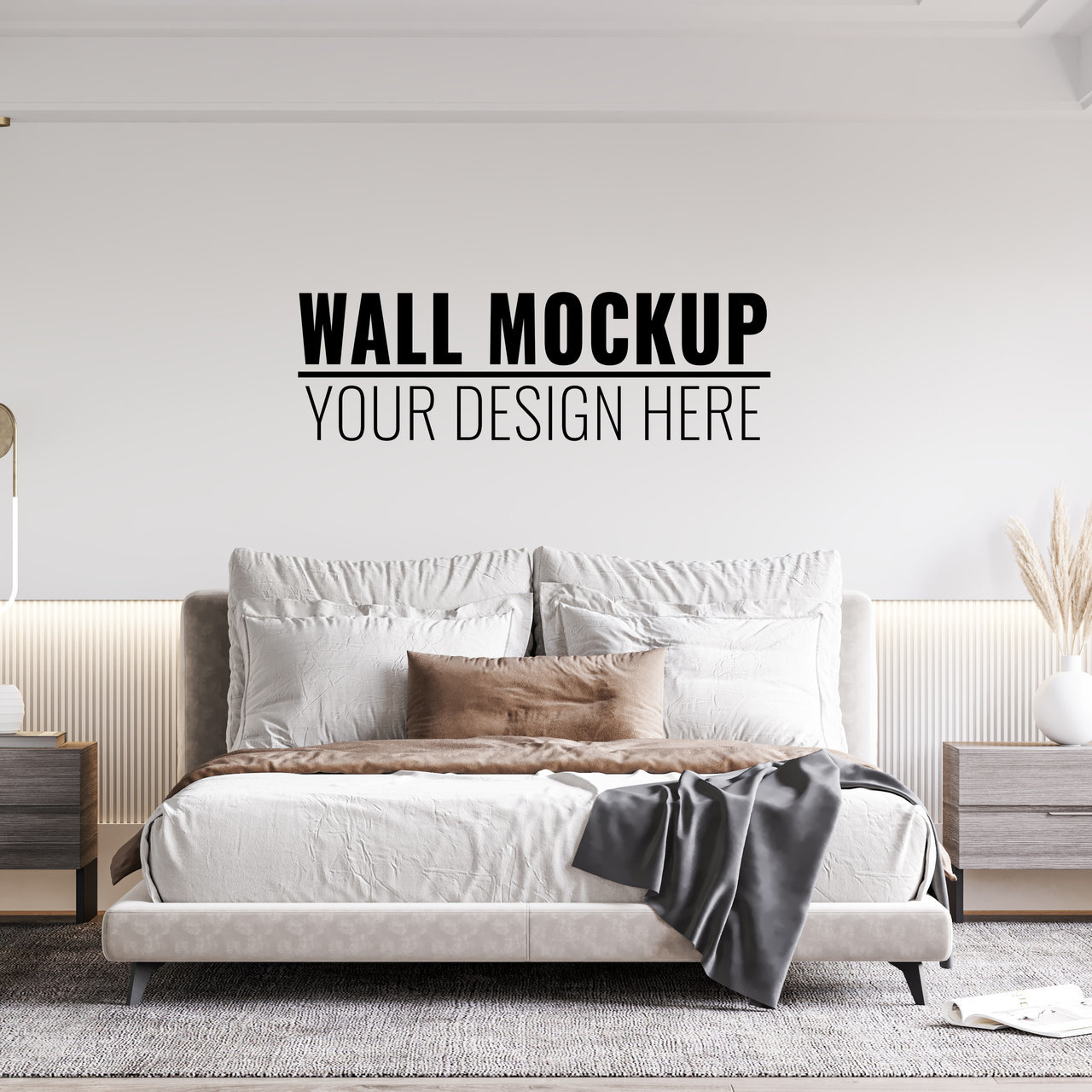 卧室背景墙样机墙面贴图样机