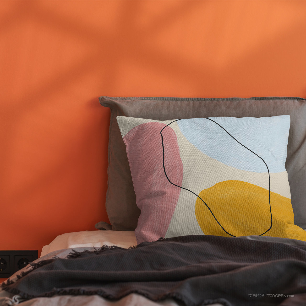 床上的抱枕靠垫贴图样机