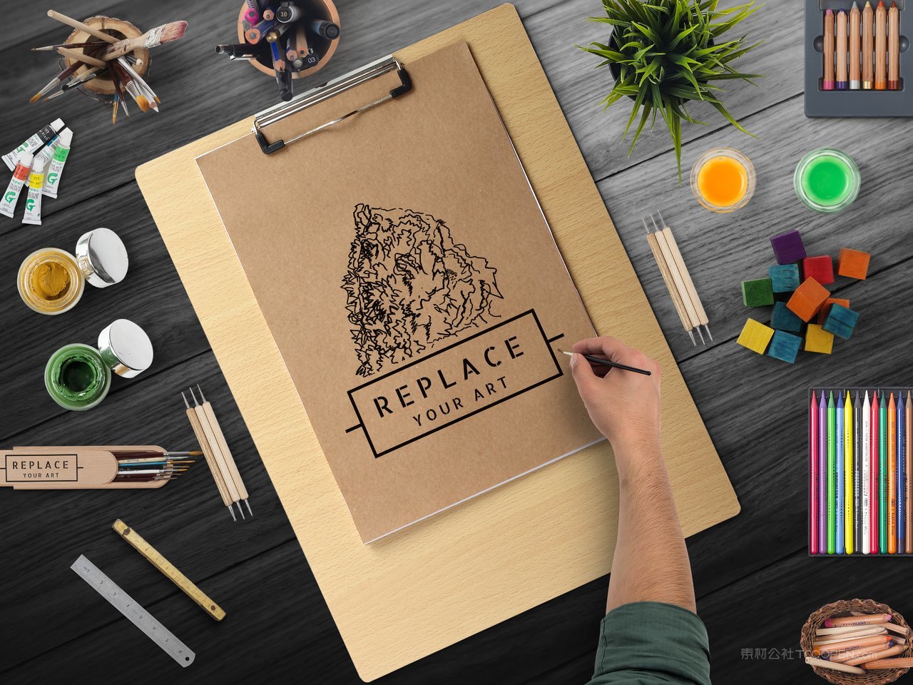 绘画素描本场景样机