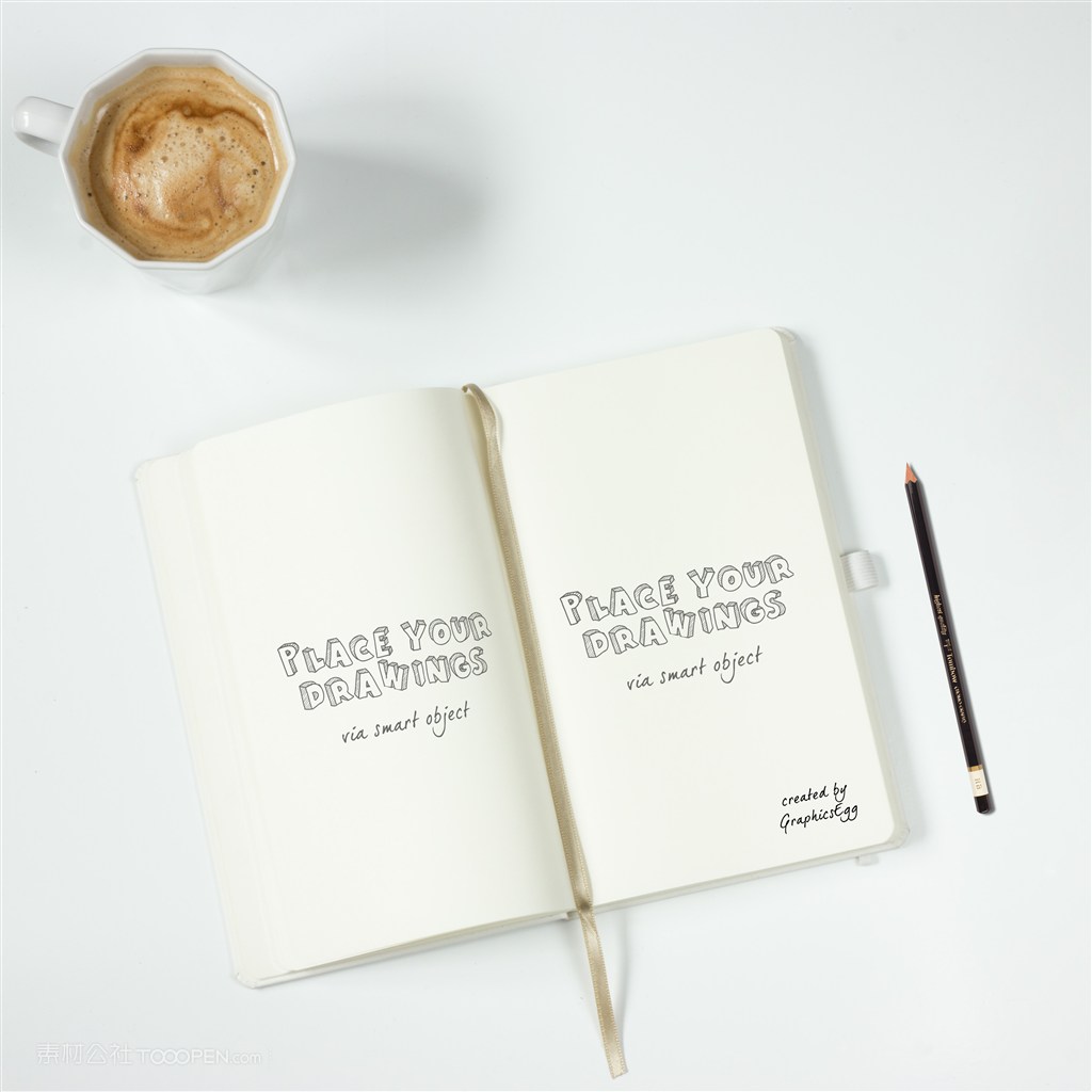 咖啡杯旁边打开的书贴图样机