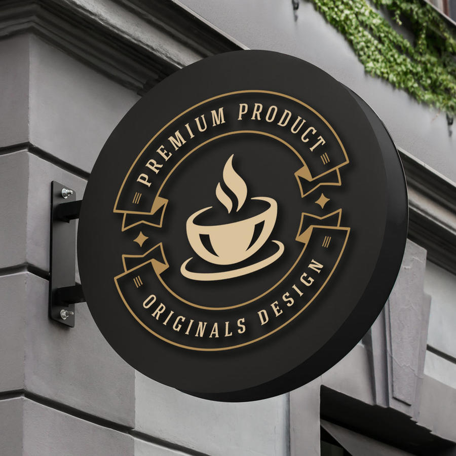 咖啡店面包店标牌样机