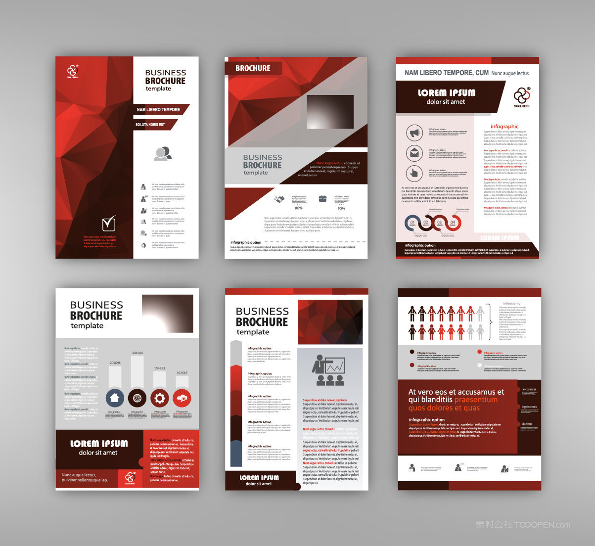 清新简约红色系商务公司宣传册VI模板排版设计矢量素材