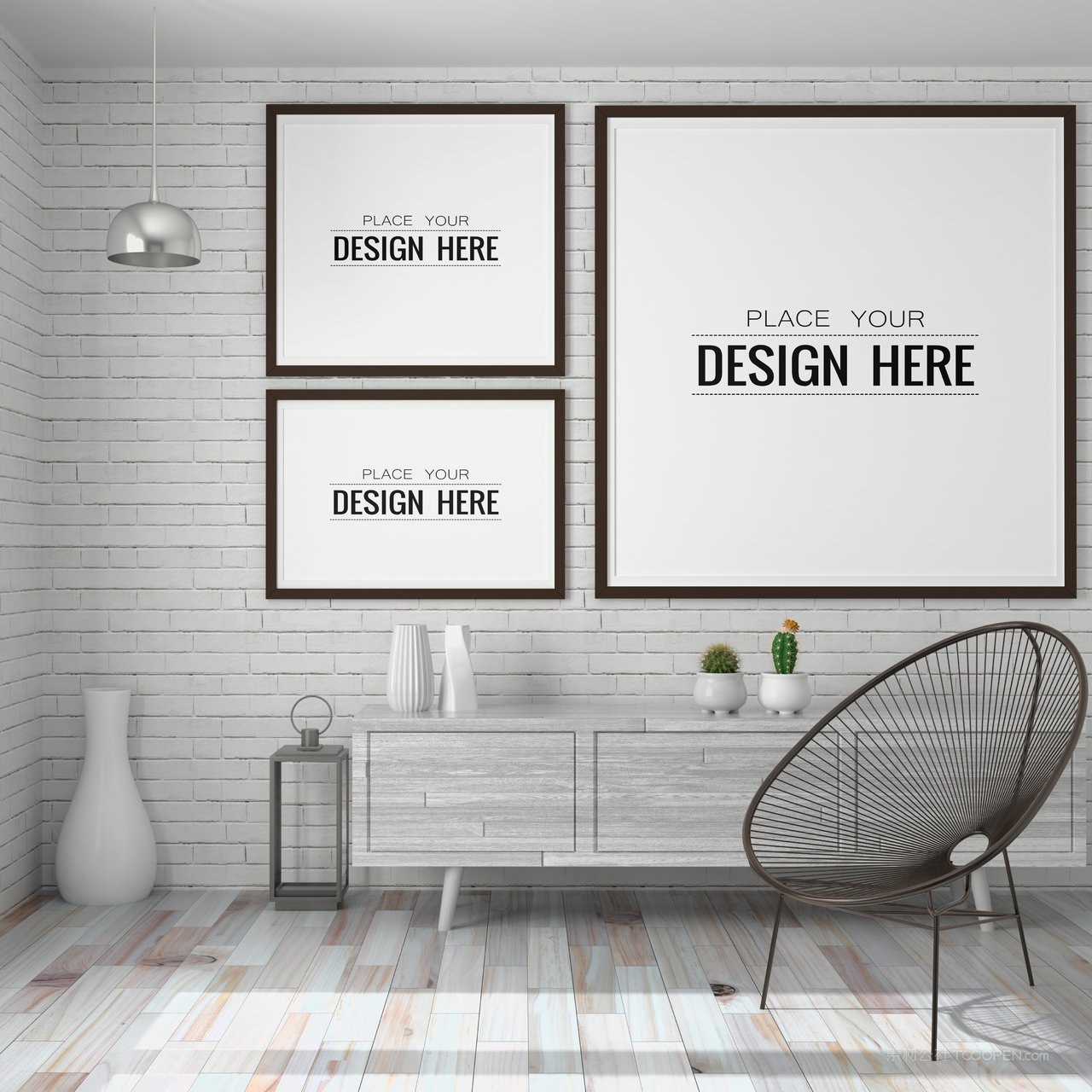 客厅背景墙装饰画画框贴图样机