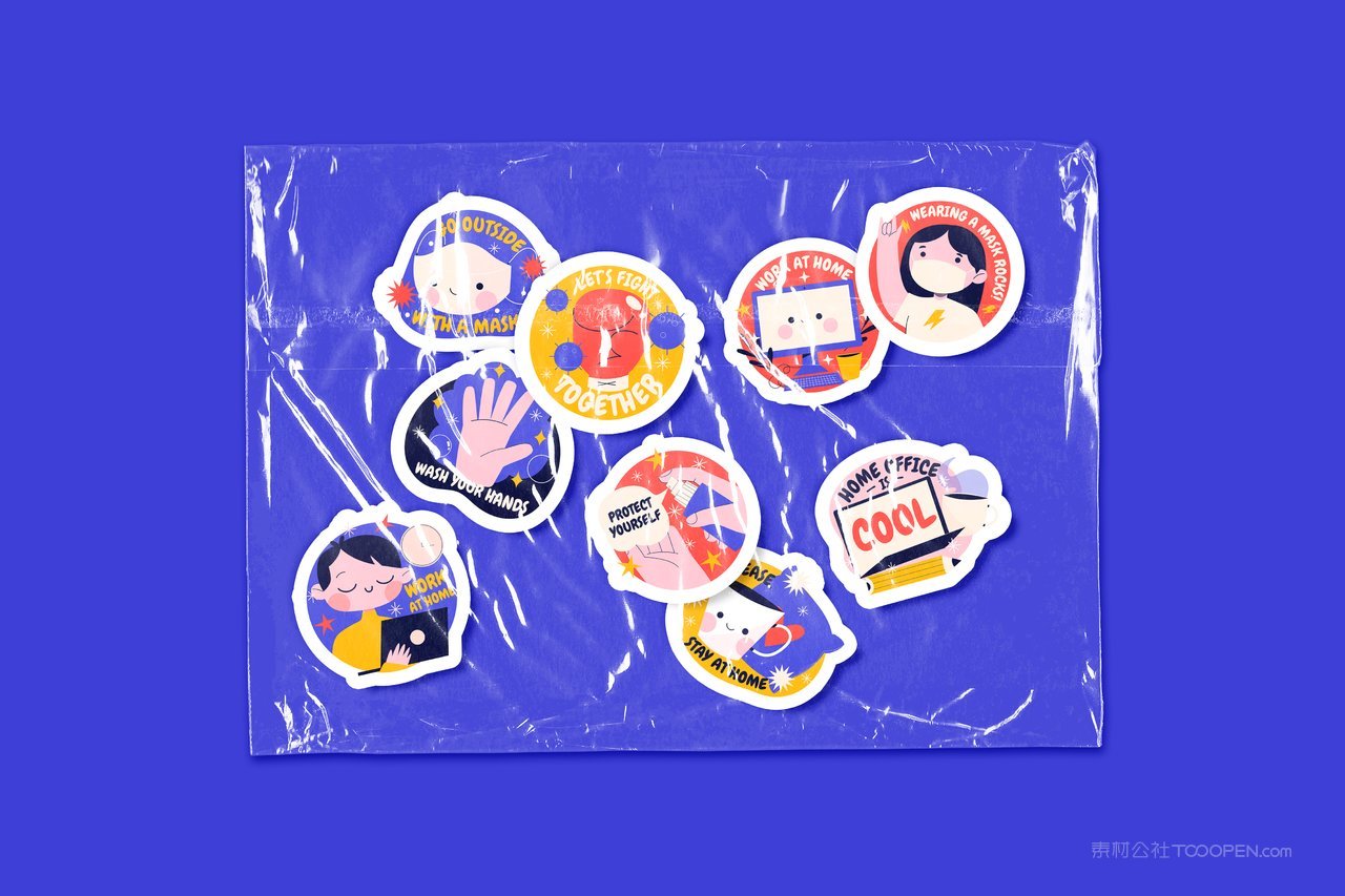 透明袋卡通贴纸不干胶贴纸样机 (6)