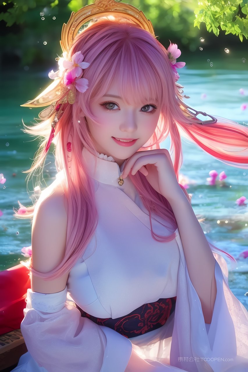 戴着金色皇冠的ai性感古风美女户外照片