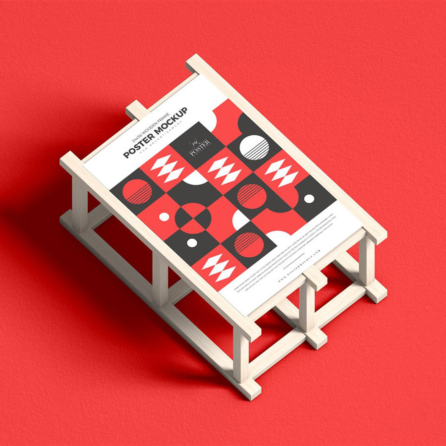 木质框架与海报样机