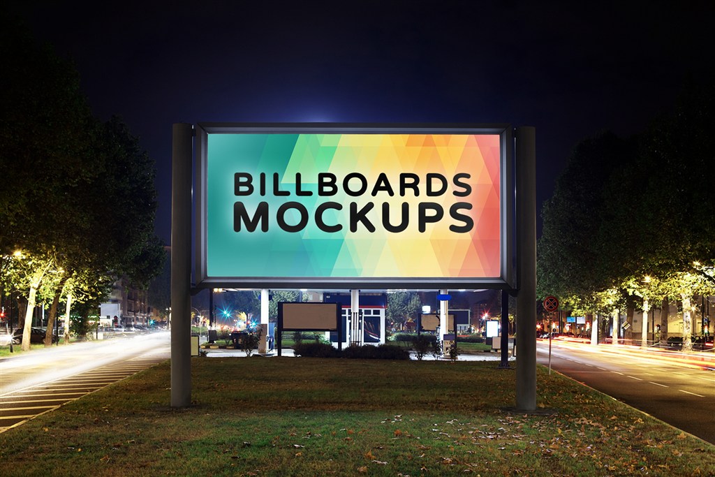 街头户外T牌灯箱广告牌样机图片下载