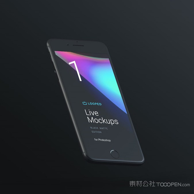 悬浮的黑色iphone手机贴图样机