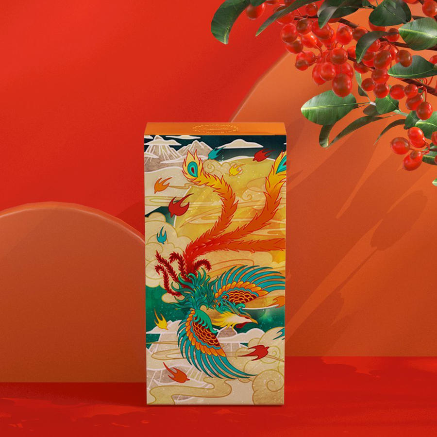 中国红国潮文创贺岁年货红色礼盒样机 (9)