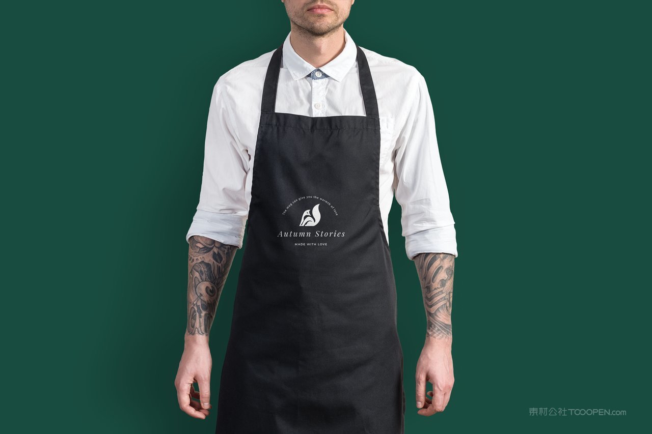 中式餐饮员工围裙样机