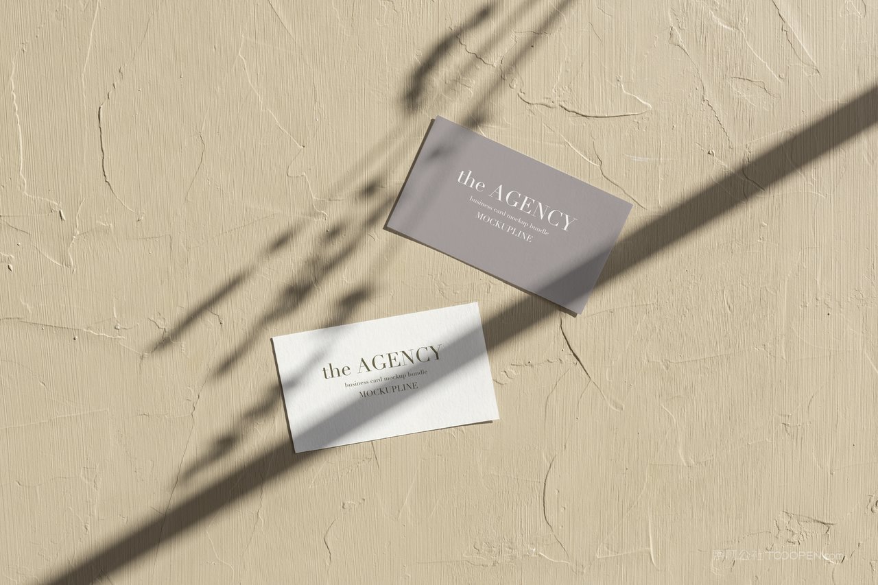 文艺白墙白色名片光影场景样机