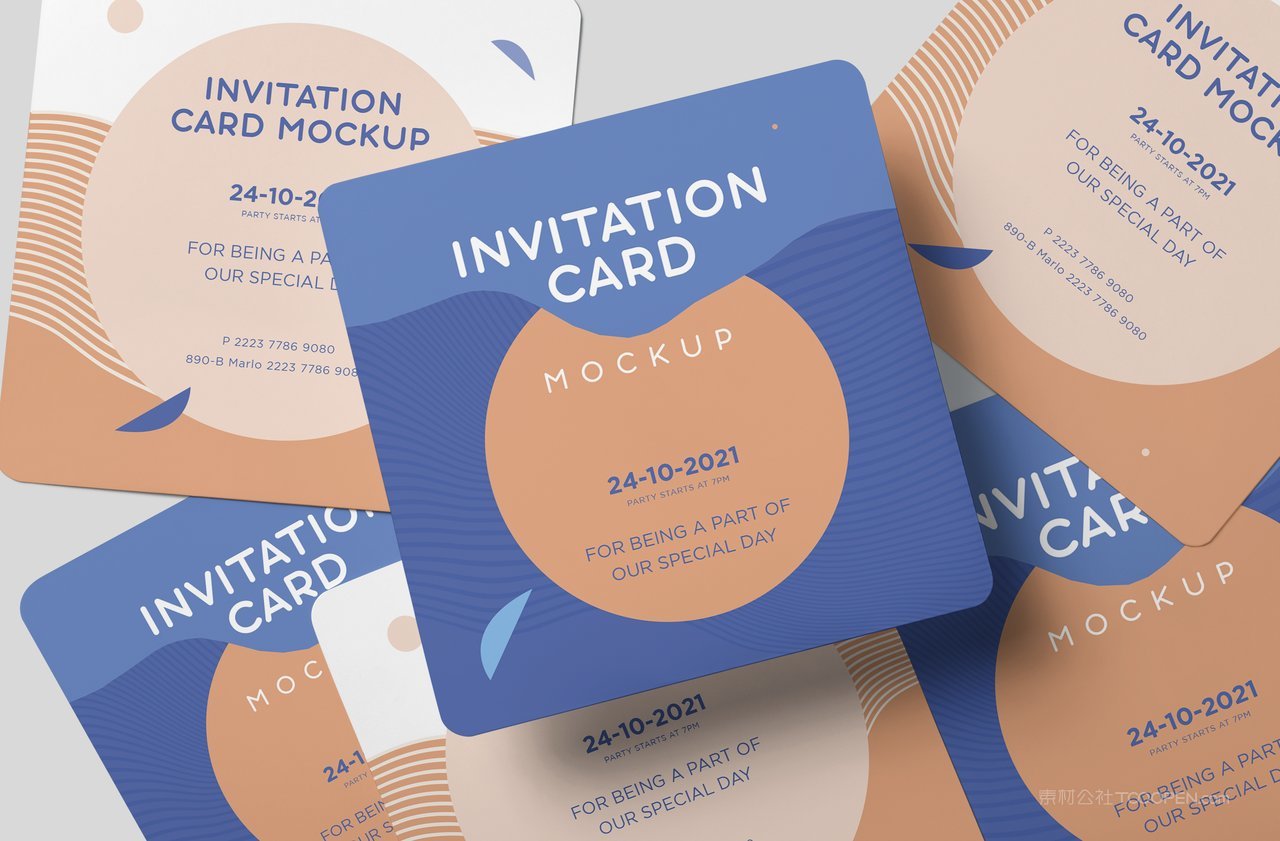 【2115期】方形卡片名片设计展示样机 (1)