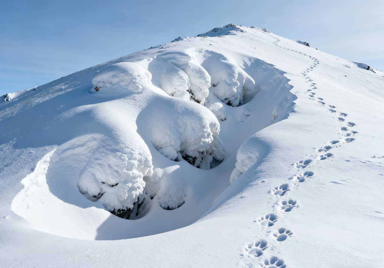 唯美雪景风景自然河流山峰山水冬季冬天
