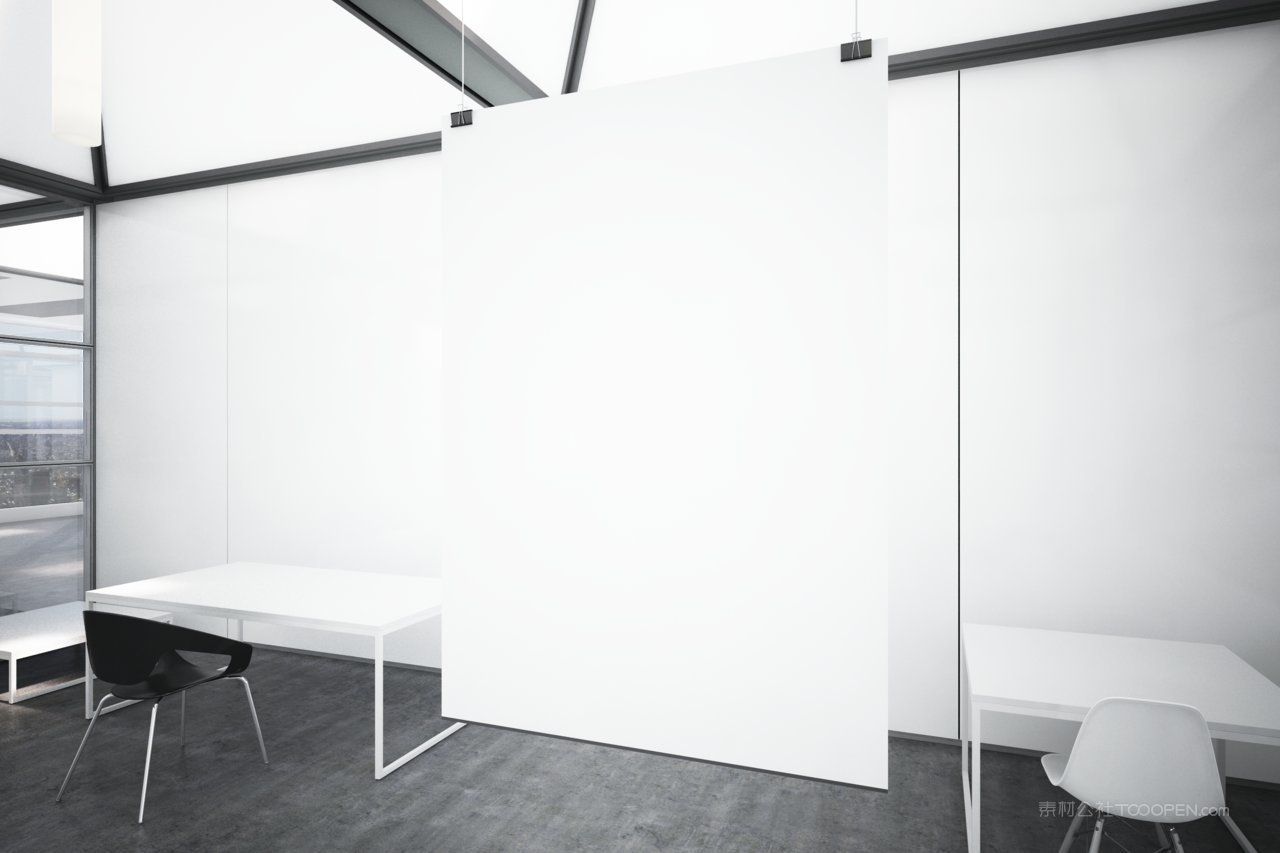 简洁办公室挂画办公环境样机 (4)