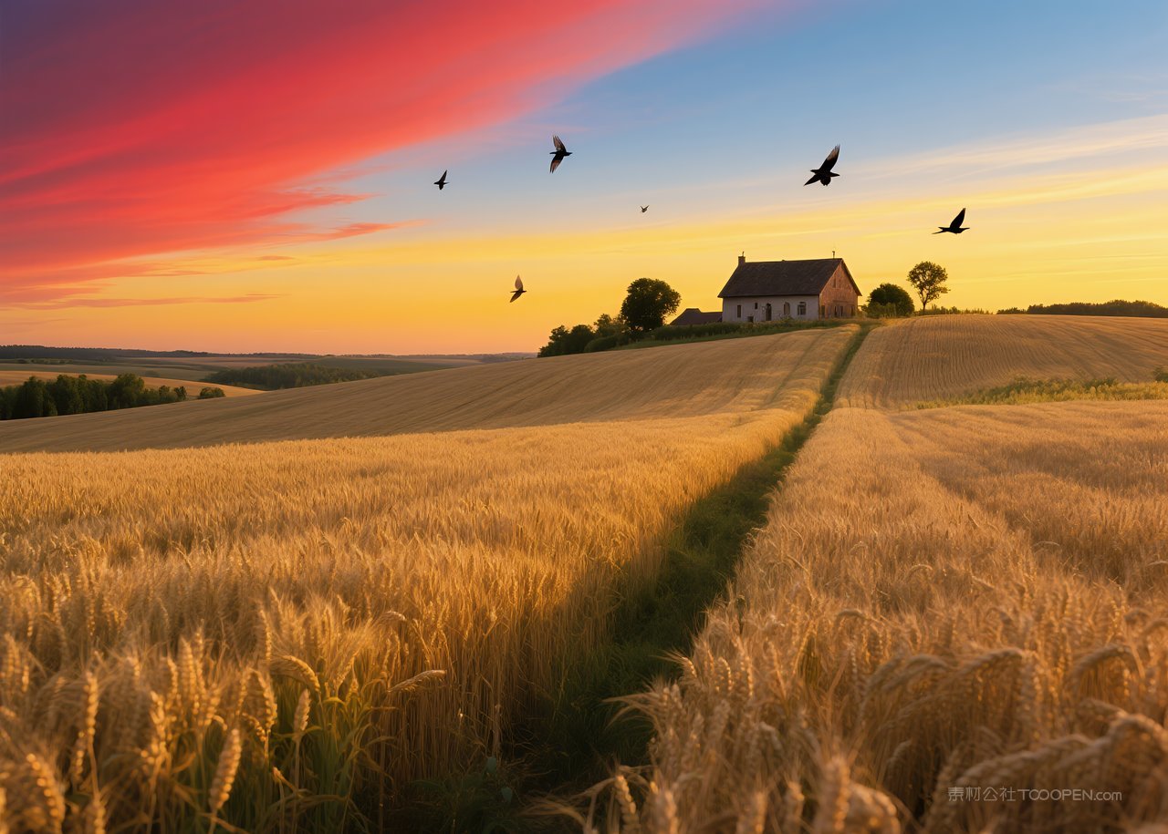 落日自然天空日落景观唯美风景云彩云层