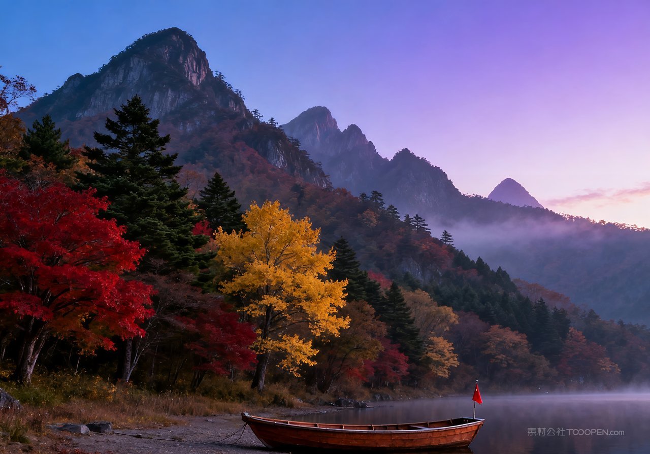 天空湖泊秋季山峰意境唯美青山山水