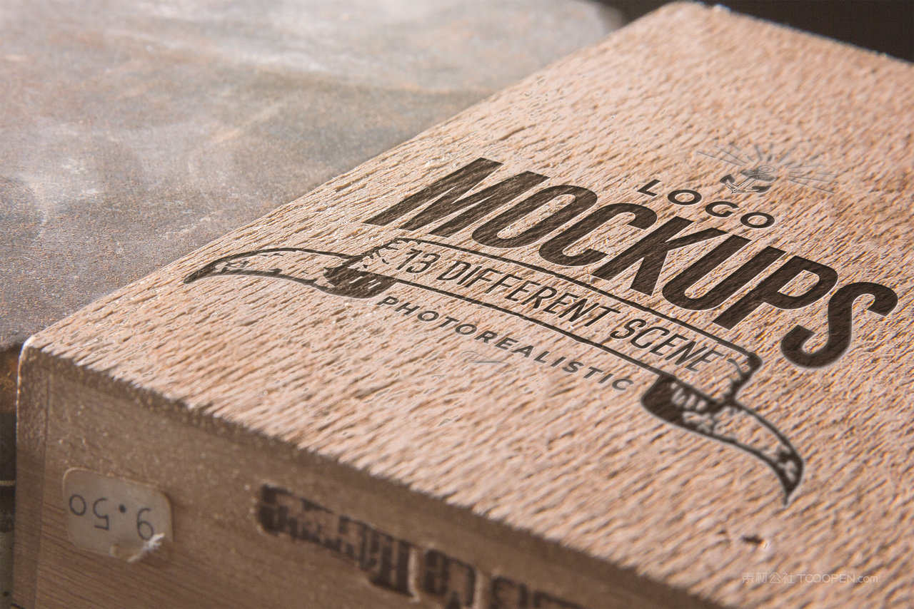 木纹材质企业通用logo标志样机 (4)