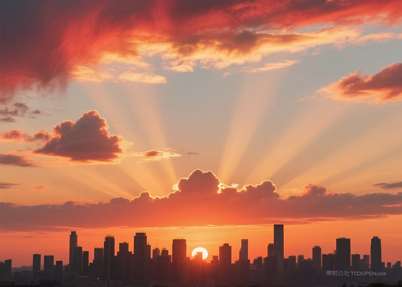 云彩日落唯美云层风景落日天空自然