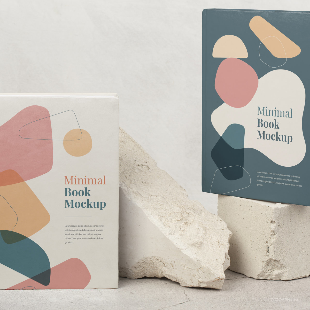 石头上的书籍画册贴图样机