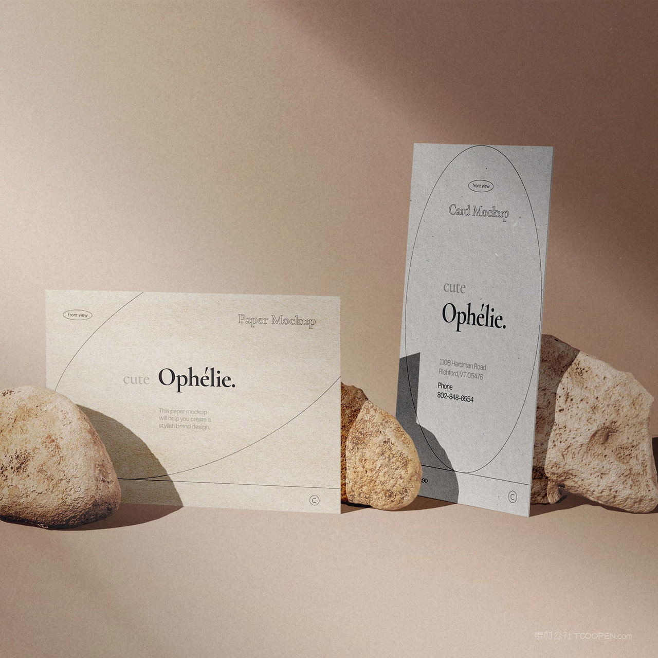 现代极简轻奢化妆品vi名片宣传单卡片贴图样机