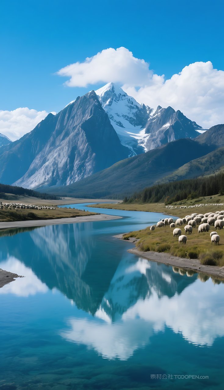 群山景色河流山峰湖泊山水风景唯美