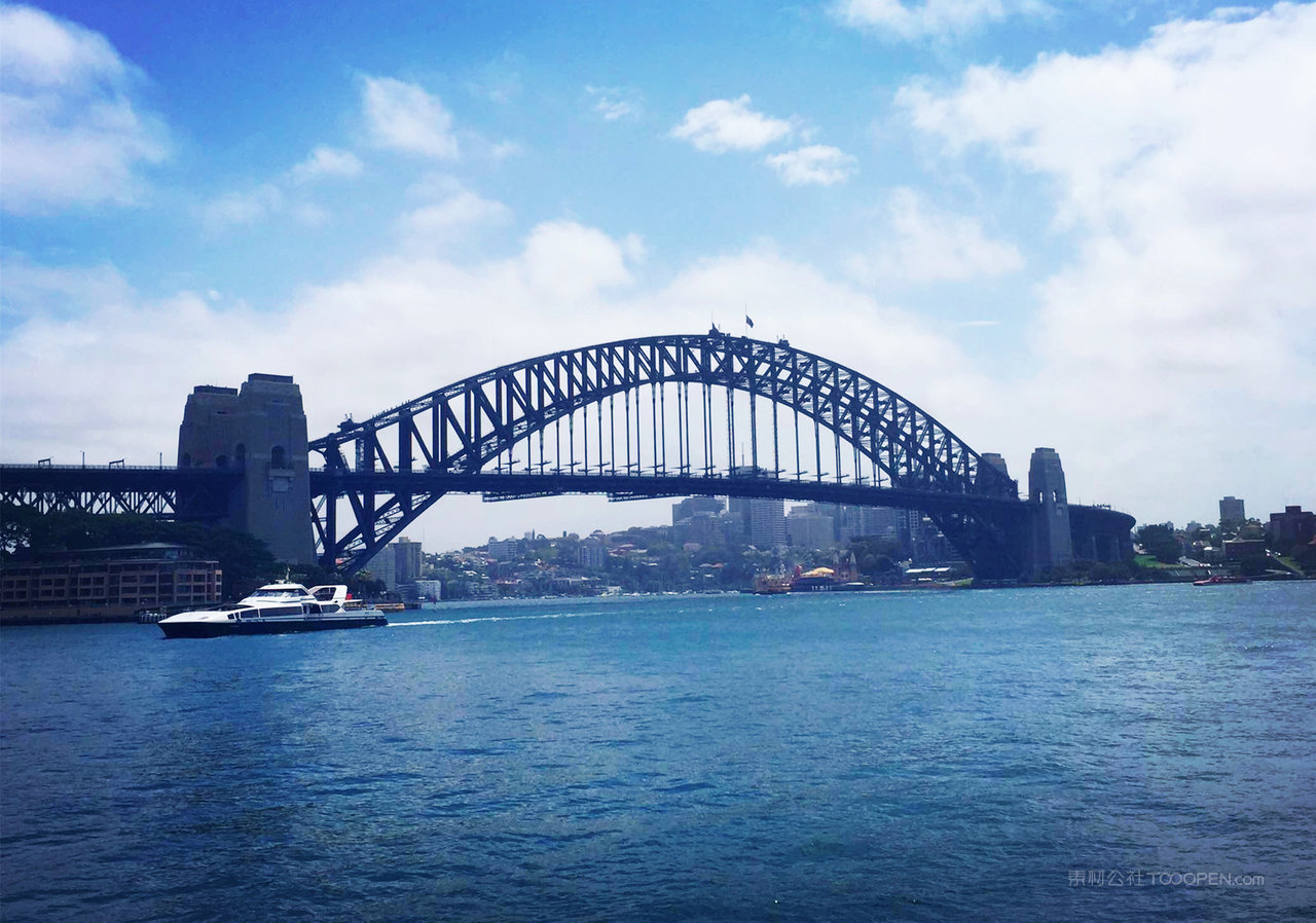 蓝天白云下的澳大利亚悉尼大桥