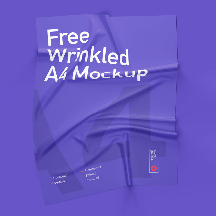 紫色复古潮流折痕皱纸样机