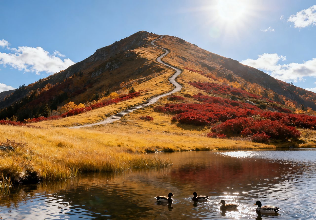 山水天空湖泊青山山峰意境秋天唯美