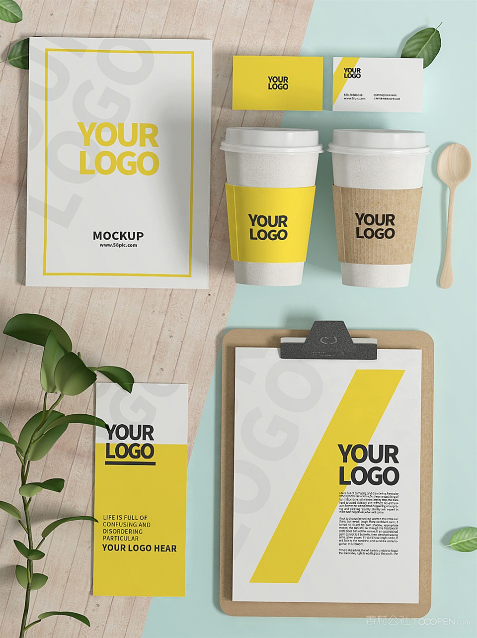 品牌咖啡奶茶饮品餐饮VI视觉系统样机模板素材