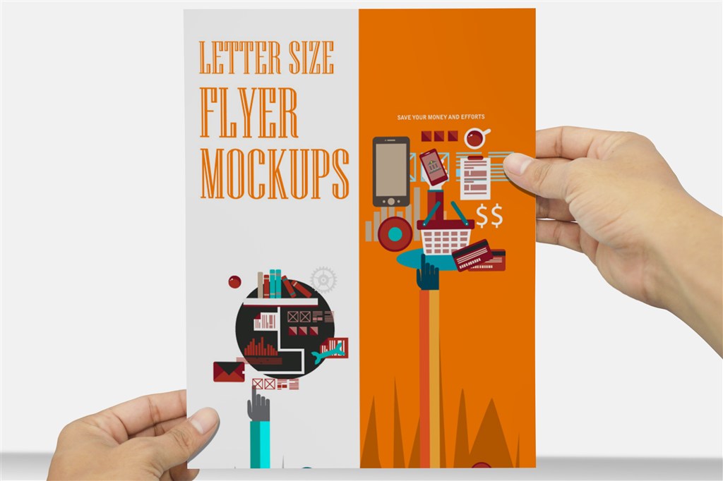 手拿宣传单DM单样机