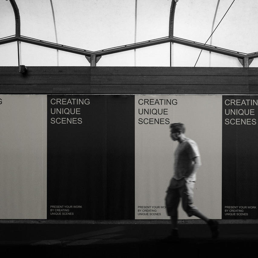 街头巨幅户外橱窗海报广告展示样机