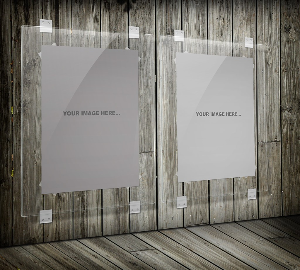 木板背景海报样机素材