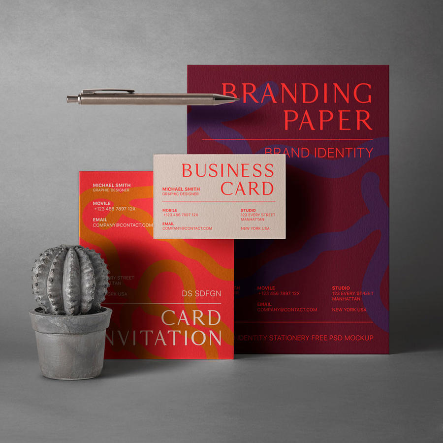 VIS名片样机效果图画册封面展示纸张