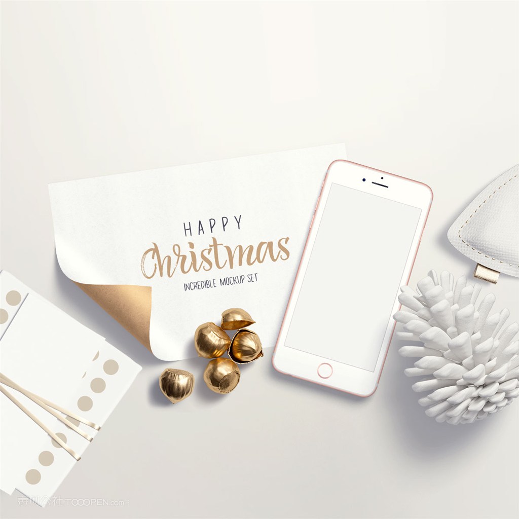 唯美圣诞节手机卡片场景样机