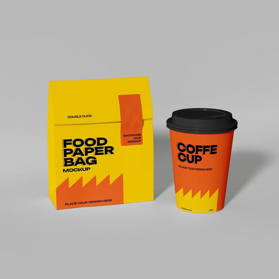 纸袋和杯子样机