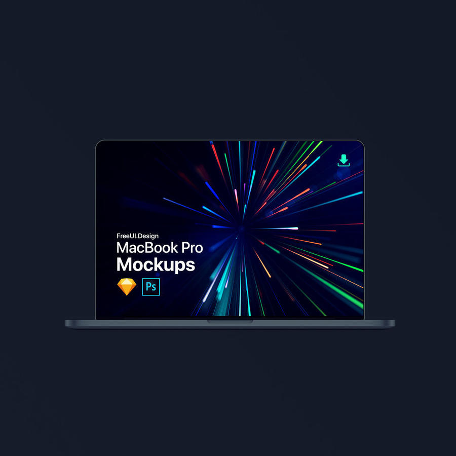 苹果电脑炫彩光芒壁纸笔记本电脑样机素材