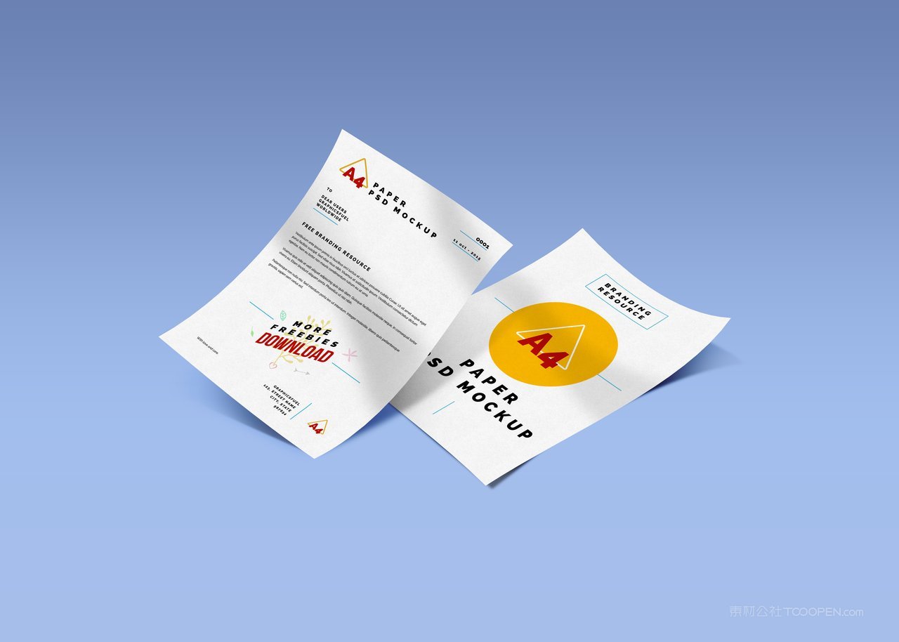 蓝色纸张海报dm宣传单场景样机 (14)