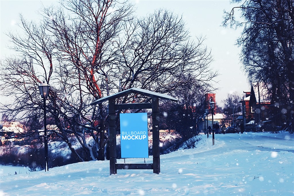 公路户外街头T牌广告牌样机图片下载