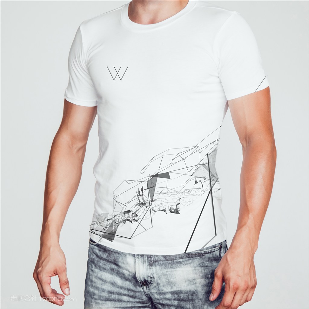 穿着白色T恤样机的男子