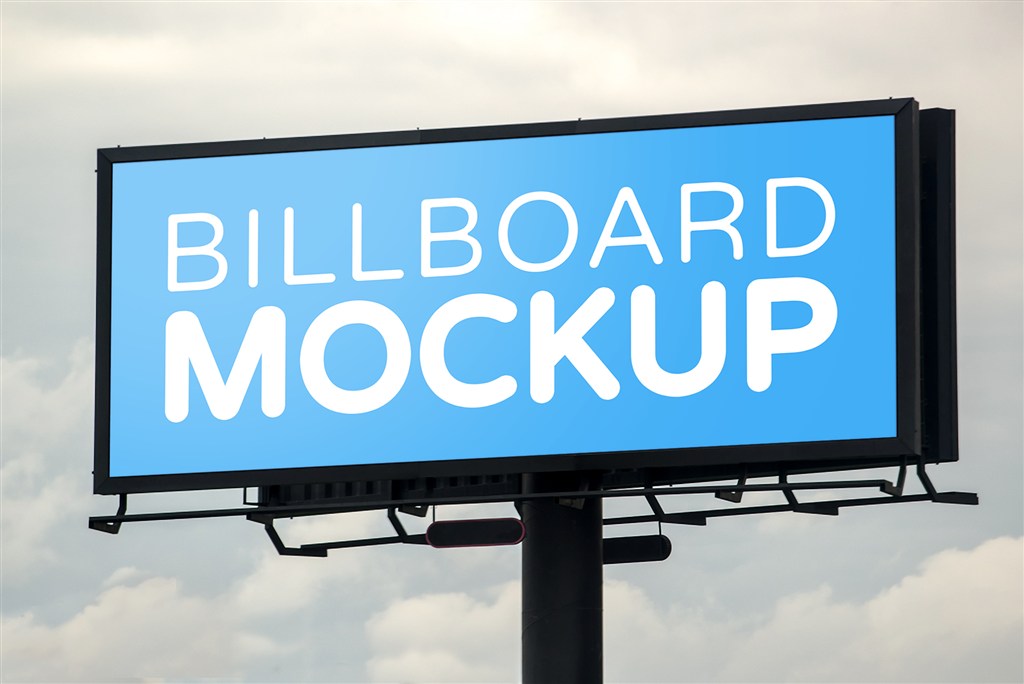 高速公路户外大型T牌广告牌样机图片场景下载
