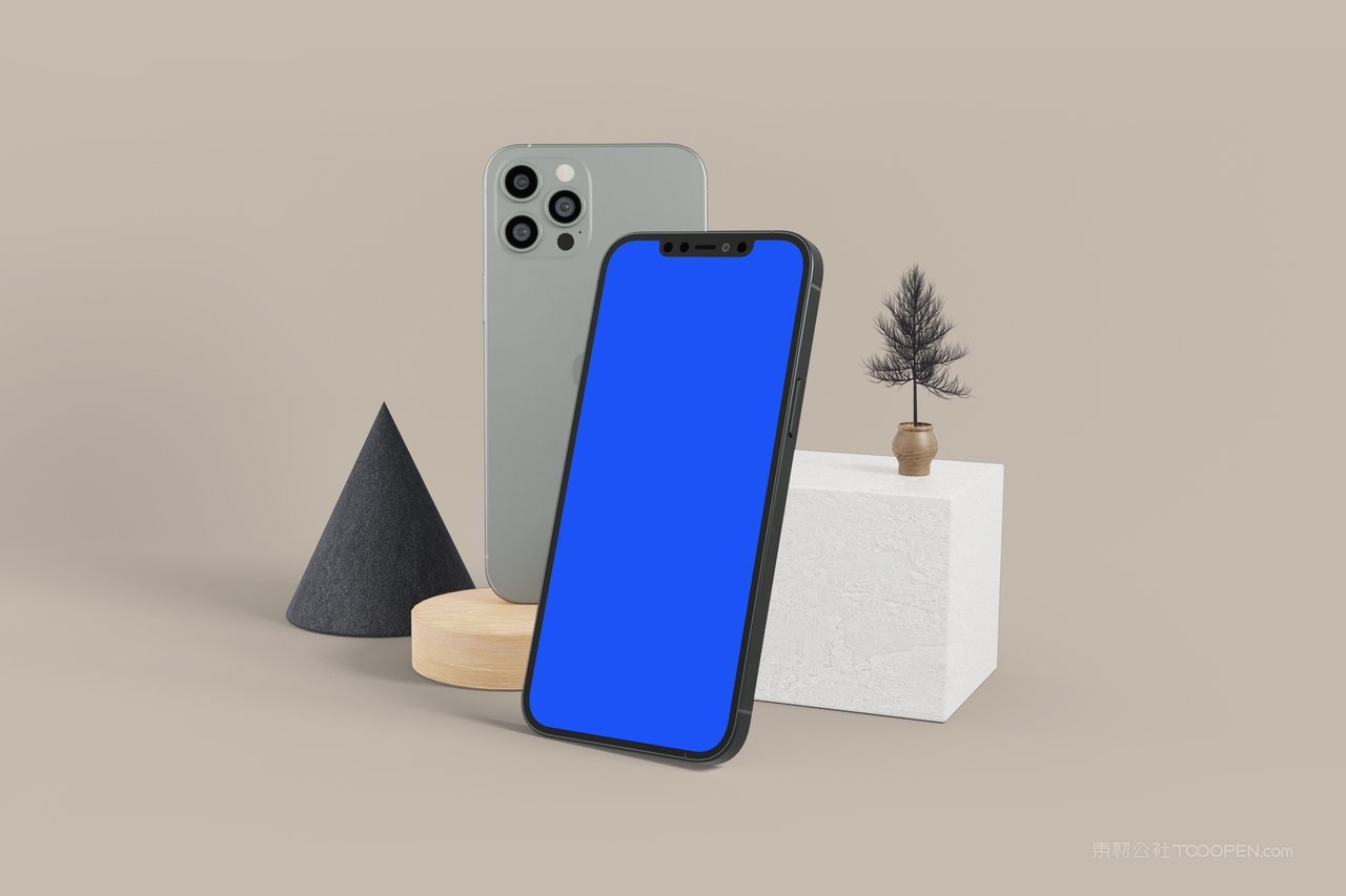 蓝屏手机屏幕场景样机