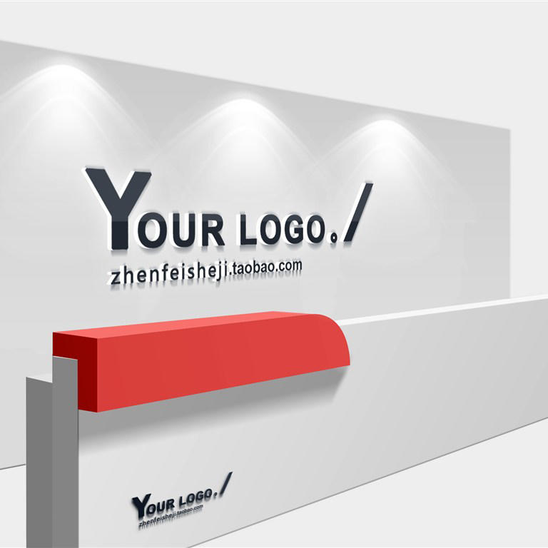 公司企业前台形象墙室内贴图样机设计模板效果VI素材PSD分层