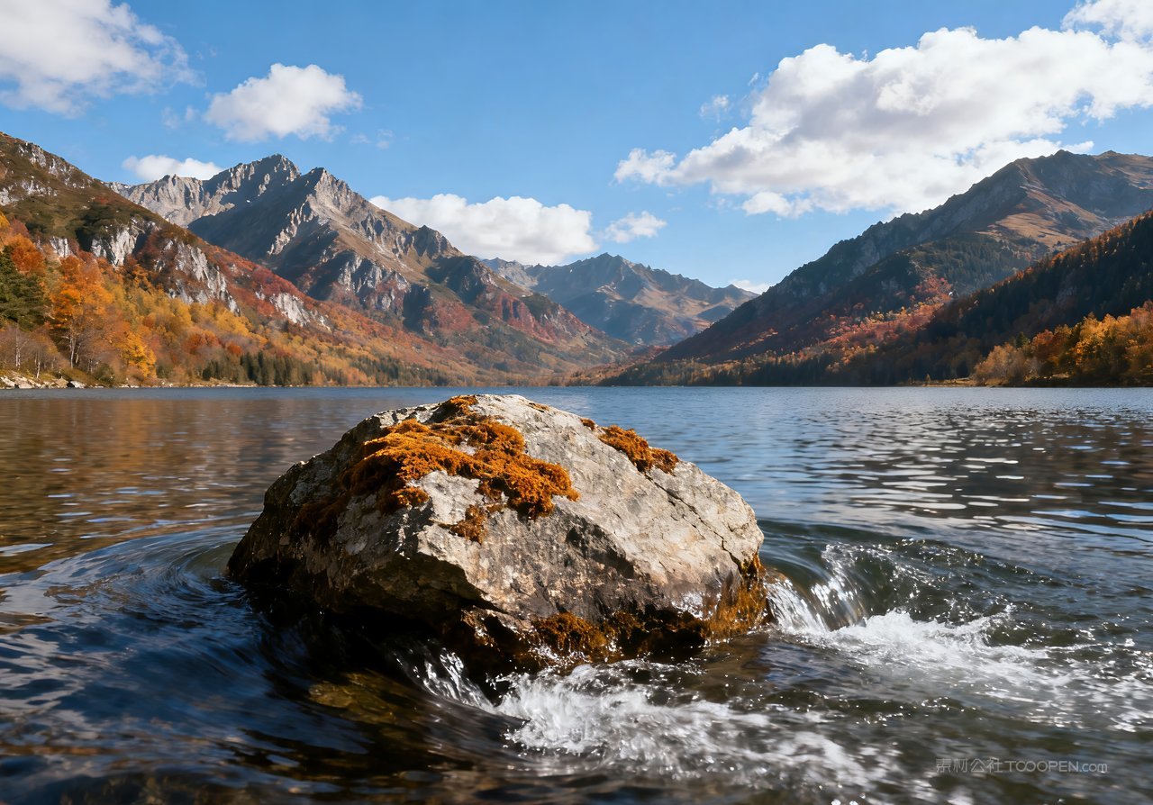 山峰天空意境青山湖泊唯美秋天山水