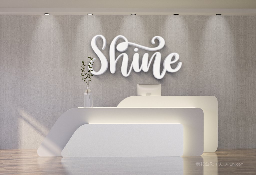 公司大门前台形象墙logo标志样机公司企业前台样机 (6)