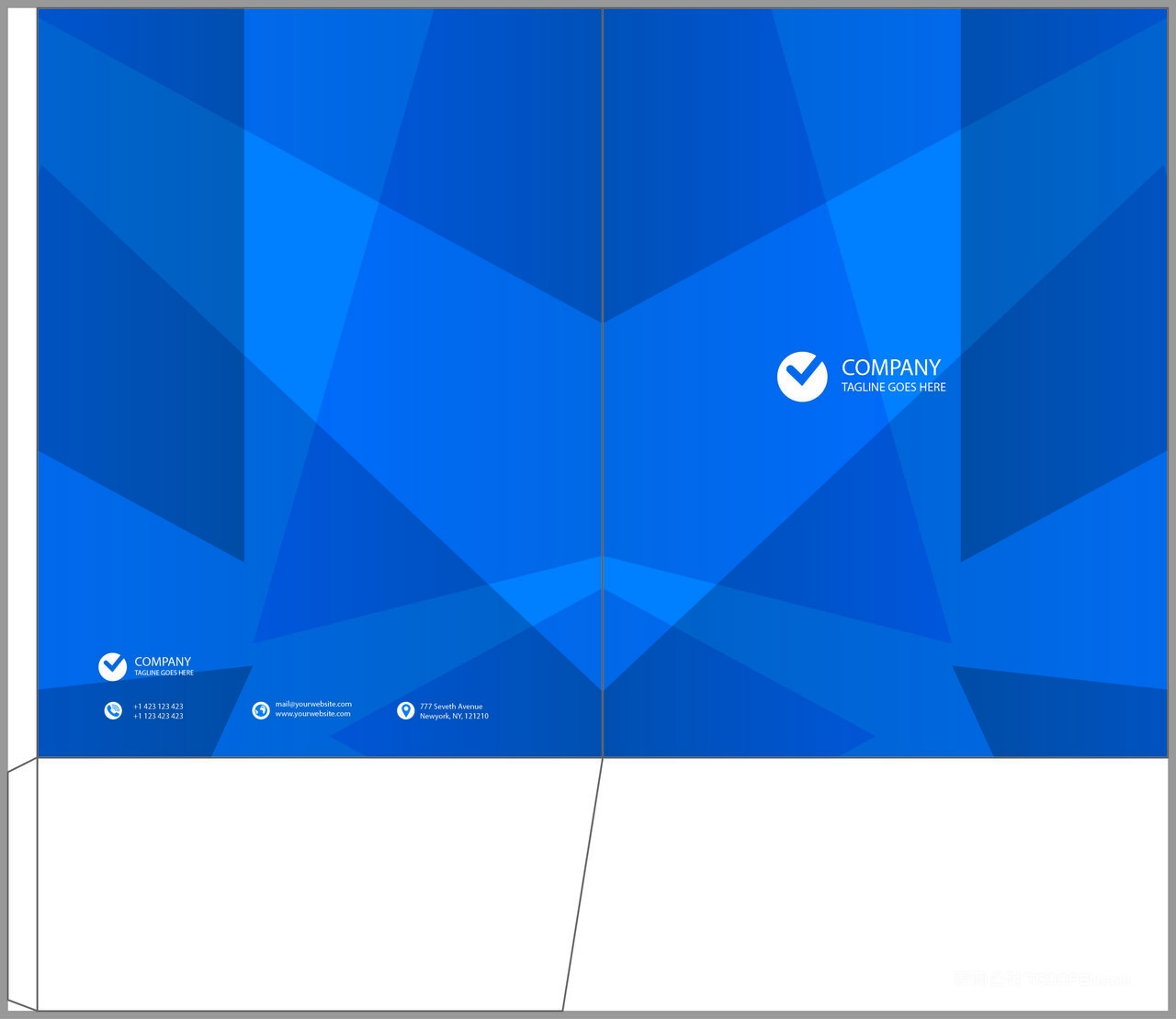 蓝色抽象图案品牌视觉文件袋